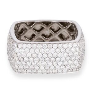 18K‎ White Gold 1.32ctw 165 Round Pavé Diamond Band 6.75 Rhodium-Plated Finish